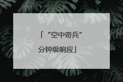 “空中奇兵”分钟级响应
