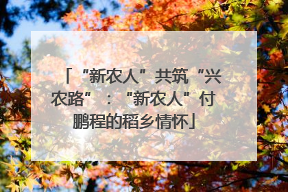 “新农人”共筑“兴农路”：“新农人”付鹏程的稻乡情怀