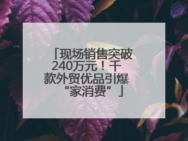 现场销售突破240万元！千款外贸优品引爆“家消费”