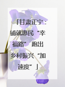 甘肃正宁：铺就惠民“幸福路” 跑出乡村振兴“加速度”