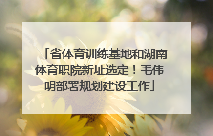 省体育训练基地和湖南体育职院新址选定！毛伟明部署规划建设工作