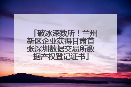 破冰深数所！兰州新区企业获得甘肃首张深圳数据交易所数据产权登记证书