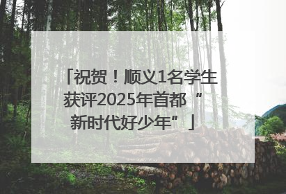 祝贺！顺义1名学生获评2025年首都“新时代好少年”