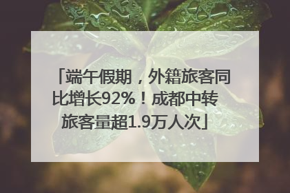端午假期，外籍旅客同比增长92%！成都中转旅客量超1.9万人次