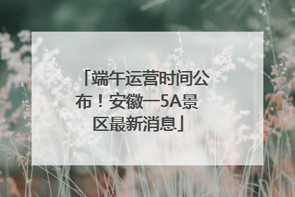 端午运营时间公布！安徽一5A景区最新消息
