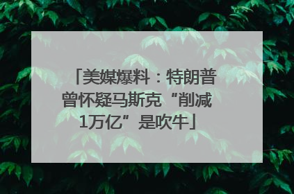 美媒爆料：特朗普曾怀疑马斯克“削减1万亿”是吹牛