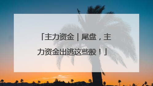 主力资金｜尾盘，主力资金出逃这些股！