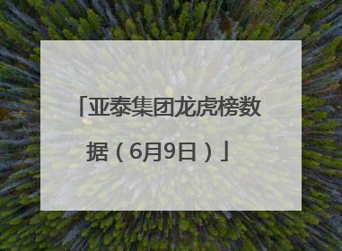 亚泰集团龙虎榜数据（6月9日）
