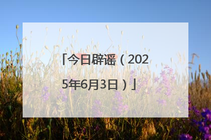 今日辟谣（2025年6月3日）