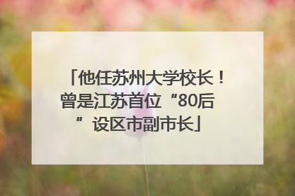 他任苏州大学校长！曾是江苏首位“80后”设区市副市长