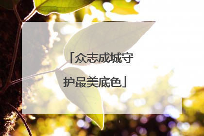 众志成城守护最美底色
