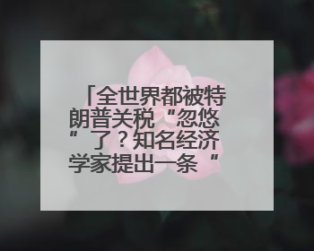 全世界都被特朗普关税“忽悠”了？知名经济学家提出一条“多赢”建议