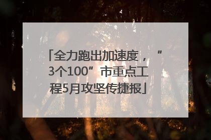 全力跑出加速度，“3个100”市重点工程5月攻坚传捷报
