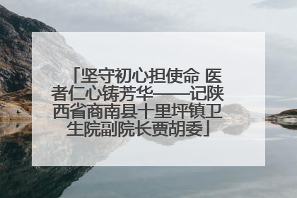 坚守初心担使命 医者仁心铸芳华——记陕西省商南县十里坪镇卫生院副院长贾胡委