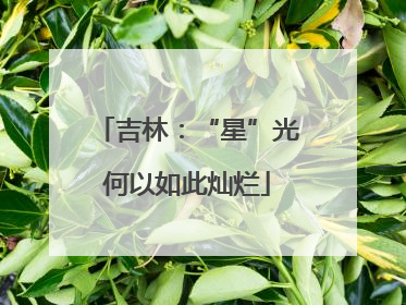 吉林：“星”光何以如此灿烂