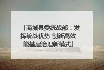 商城县委统战部：发挥统战优势 创新高效能基层治理新模式