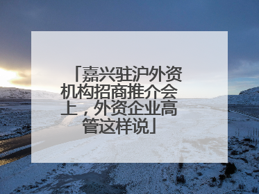 嘉兴驻沪外资机构招商推介会上，外资企业高管这样说