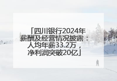 四川银行2024年薪酬及经营情况披露：人均年薪33.2万，净利润突破20亿