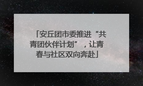 安丘团市委推进“共青团伙伴计划”，让青春与社区双向奔赴