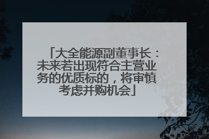 大全能源副董事长：未来若出现符合主营业务的优质标的，将审慎考虑并购机会