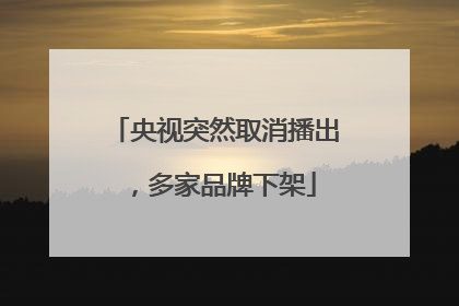 央视突然取消播出，多家品牌下架