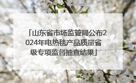 山东省市场监管局公布2024年电热毯产品质量省级专项监督抽查结果
