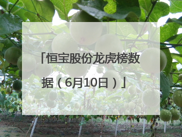 恒宝股份龙虎榜数据（6月10日）