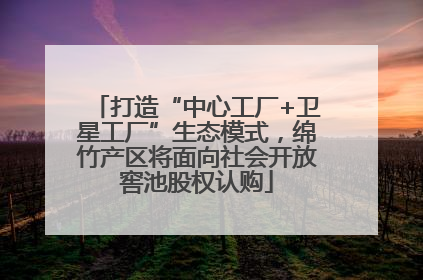 打造“中心工厂+卫星工厂”生态模式，绵竹产区将面向社会开放窖池股权认购