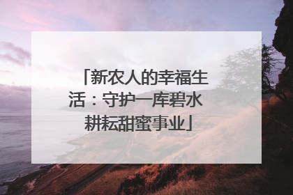 新农人的幸福生活：守护一库碧水 耕耘甜蜜事业