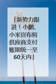 新势力跟进！小鹏、小米宣布将供应商支付账期统一至60天内