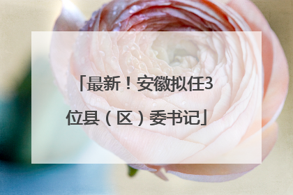 最新！安徽拟任3位县（区）委书记