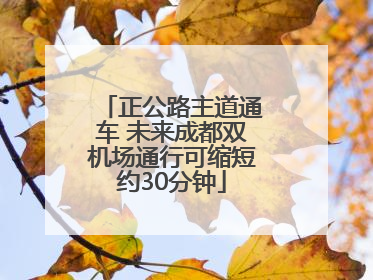 正公路主道通车 未来成都双机场通行可缩短约30分钟