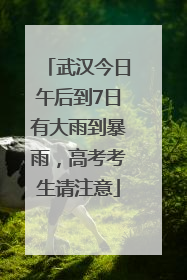 武汉今日午后到7日有大雨到暴雨，高考考生请注意