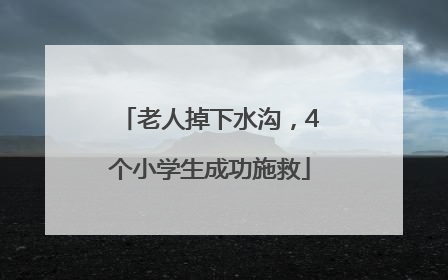 老人掉下水沟，4个小学生成功施救