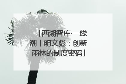 西湖智库·一线潮丨明文彪：创新雨林的制度密码