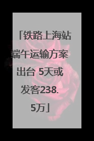 铁路上海站端午运输方案出台 5天或发客238.5万