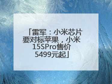 雷军：小米芯片要对标苹果，小米15SPro售价5499元起
