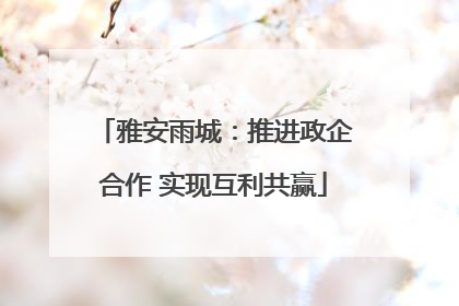 雅安雨城：推进政企合作 实现互利共赢
